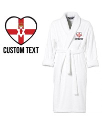 Northern Ireland Flag Heart Shape Embroidery Logo with Custom Text Embroidered Bathrobes